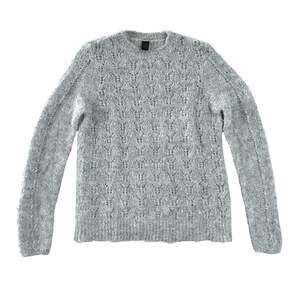 Magaschoni Mohair Wool Blend Sweater L Gray Crew Neck Quiet Luxury Minimalist